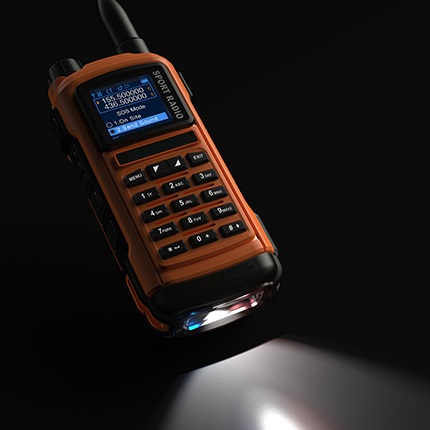 Рация ✪ КОМБАТ T-34 СПОРТ до 9 Ватт, UHF+VHF, 2100мА, USB заряд, 128 каналов, IP68 защита, две PTT, сканер частот, фонарь, оранжевая