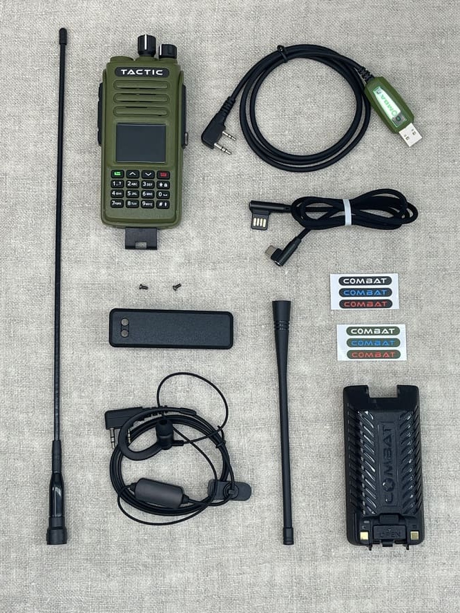 Цифровая DMR рация ТАКТИК 256 ПЛЮС два диапазона VHF+UHF, шифрование AES-256 опционально, мощность 5 Вт до 10 км, 400-480 и 136-174 Мгц, литиевый АКБ 2800 мА, зарядка USB Type-C, защита от воды IP-68, 2 антенны